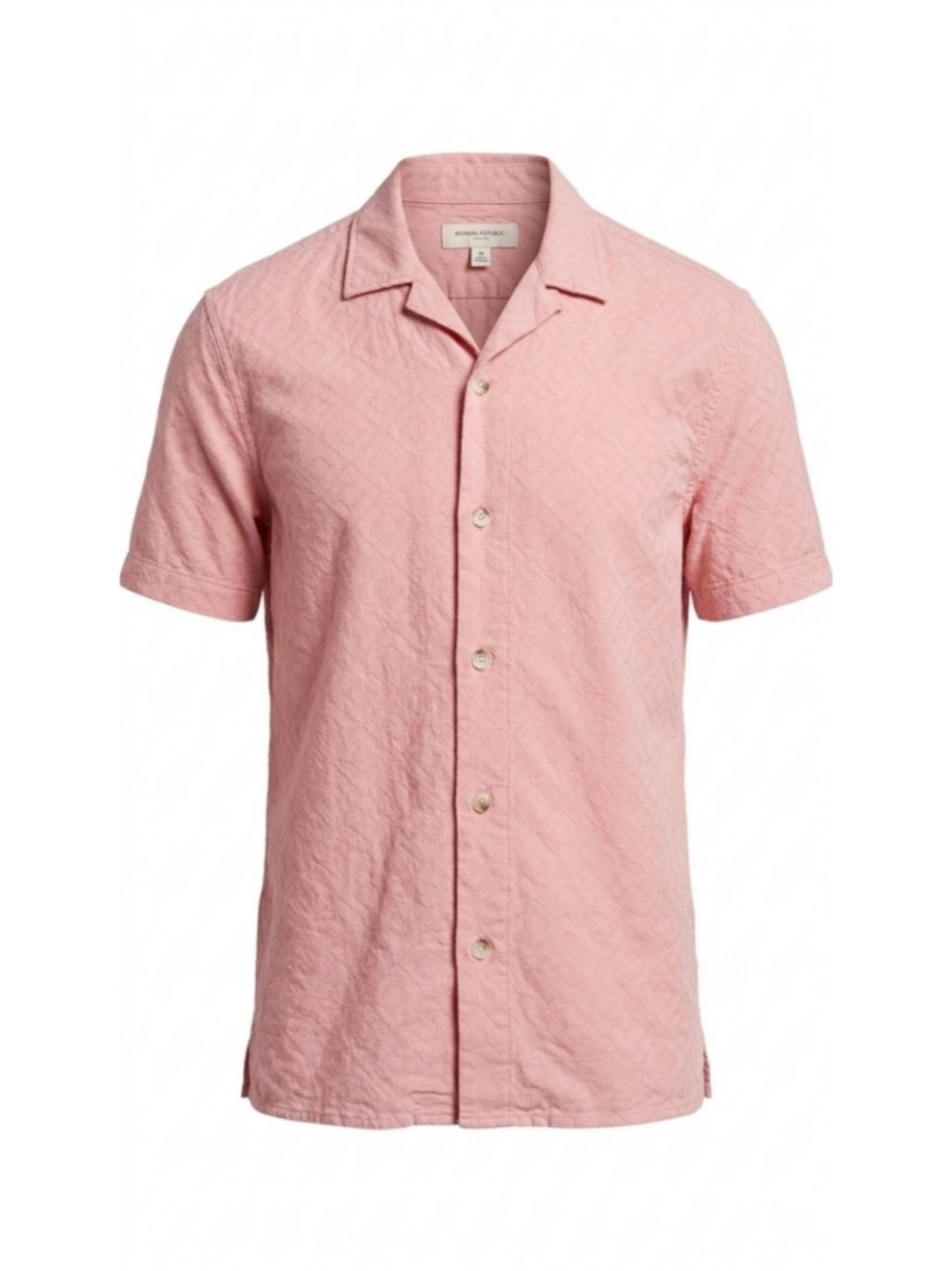 Banana Republic men's Pink short-sleeve Camp shirt Cotton Resortwear Old money M